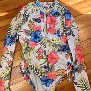 Floral Long Sleeve Kids Swimwear